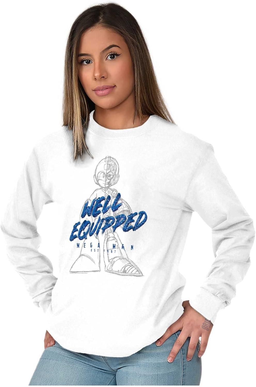 imageMega Man Retro 1990s Anime Cartoon Long Sleeve Tshirt Men WomenWhite