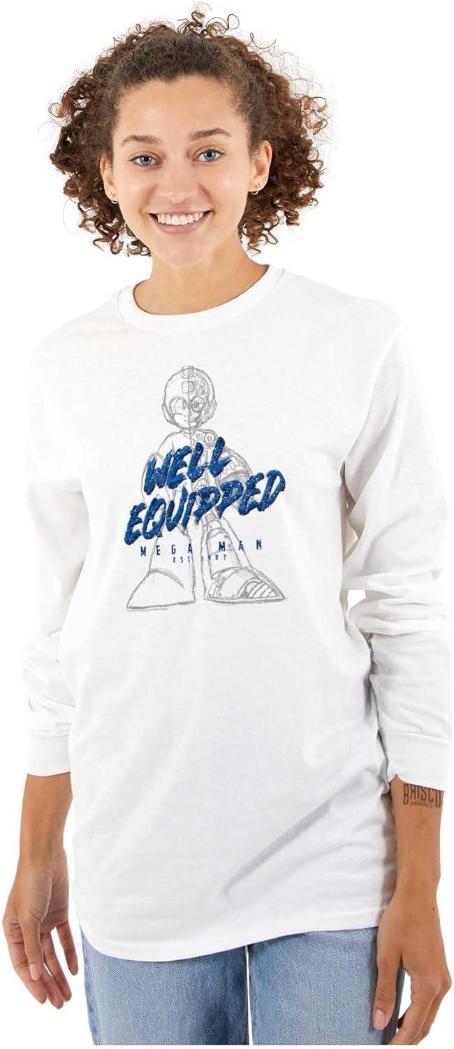 imageMega Man Retro 1990s Anime Cartoon Long Sleeve Tshirt Men WomenWhite