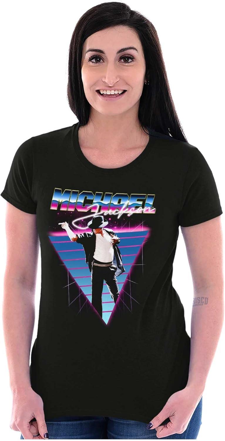 imageMichael Jackson 80s Iconic Pop Pose Womens Slim Fit Graphic TeeBlack