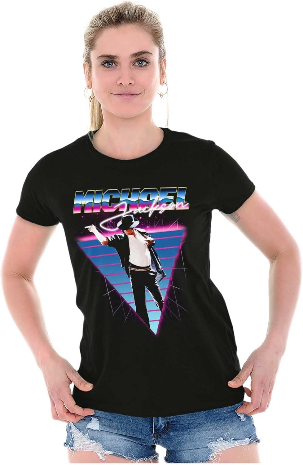 imageMichael Jackson 80s Iconic Pop Pose Womens Slim Fit Graphic TeeBlack