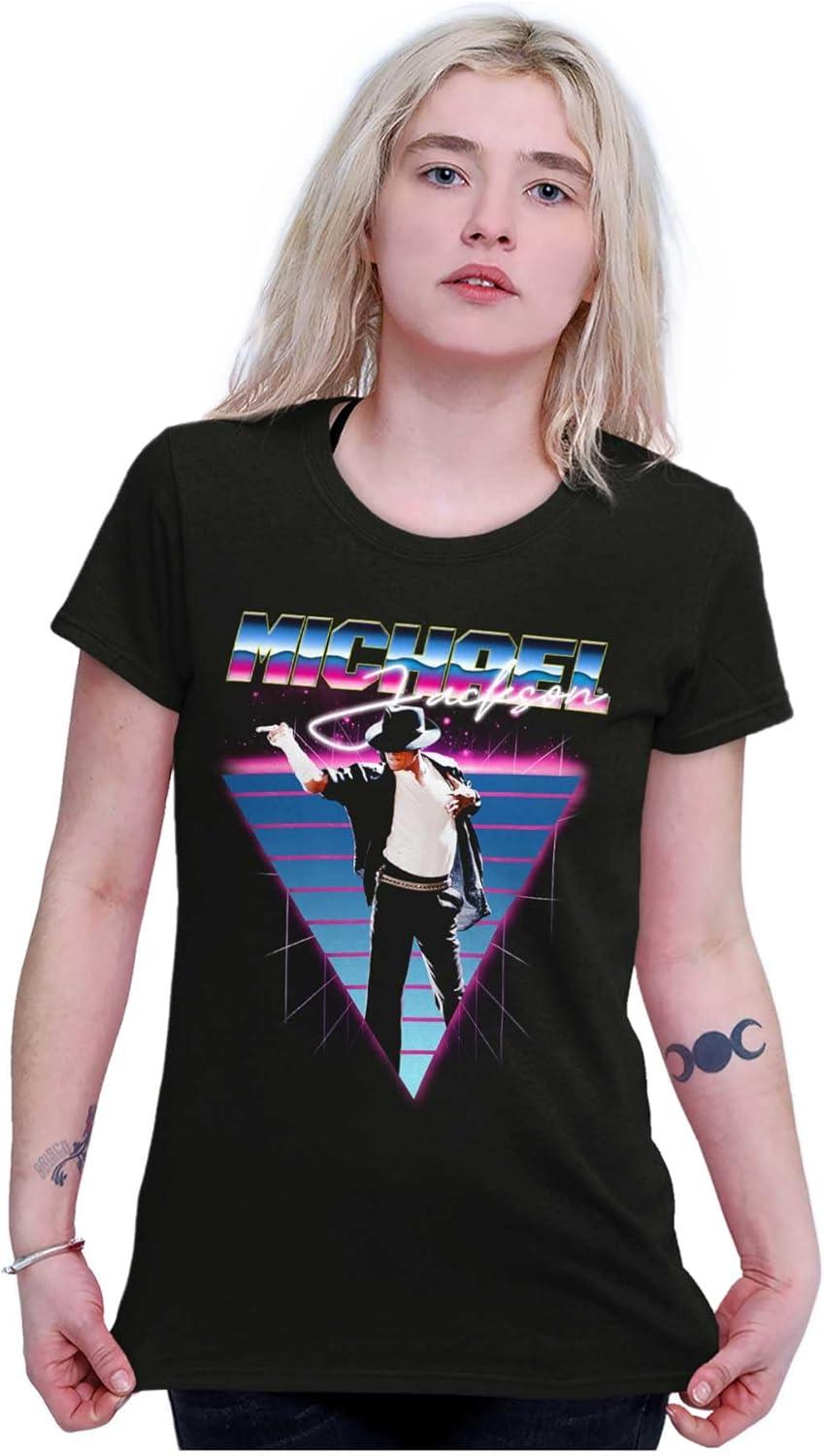 imageMichael Jackson 80s Iconic Pop Pose Womens Slim Fit Graphic TeeBlack