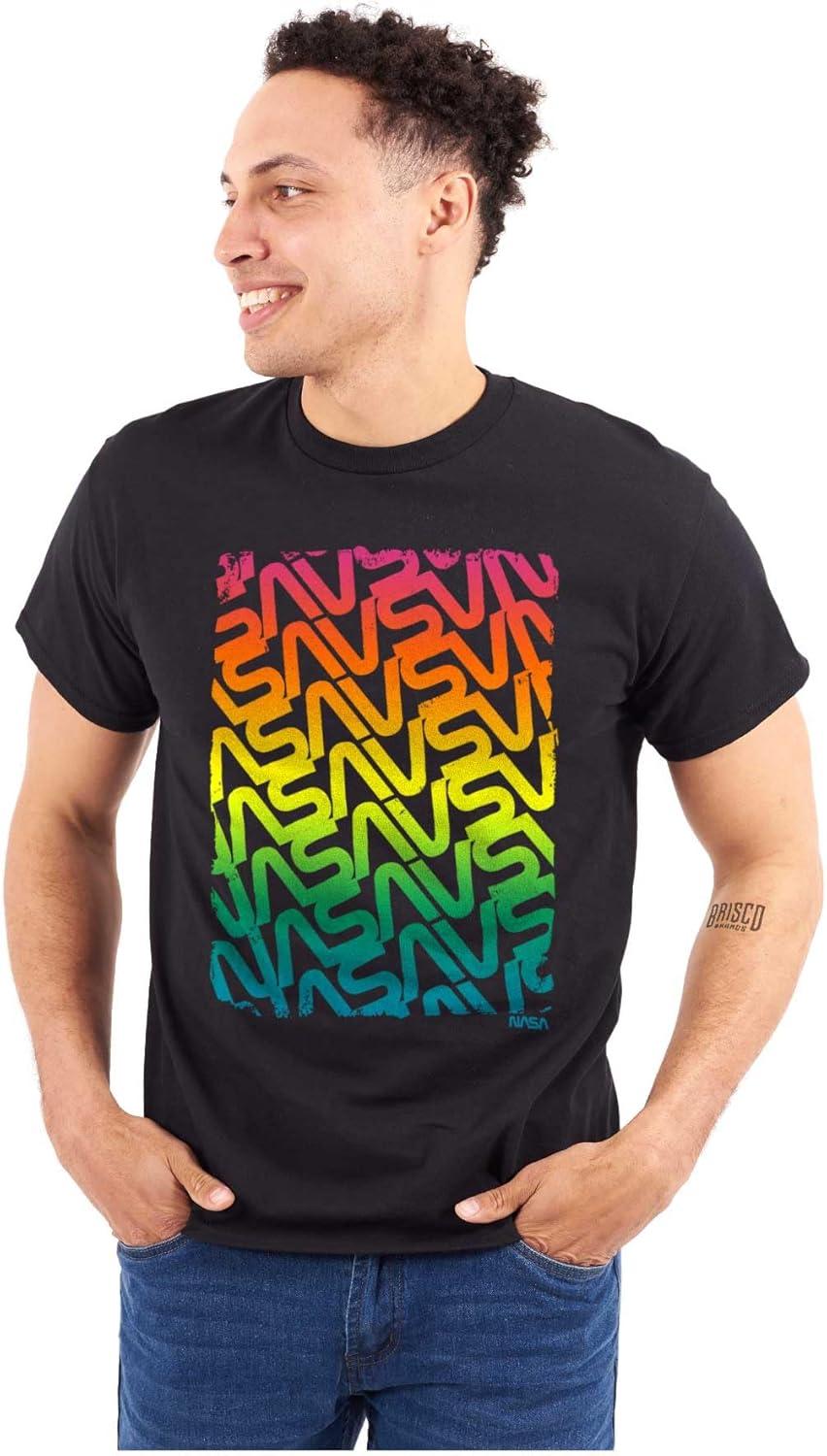 imageNASA Worm Logo Rainbow Gradient Graphic T Shirt Men or WomenBlack
