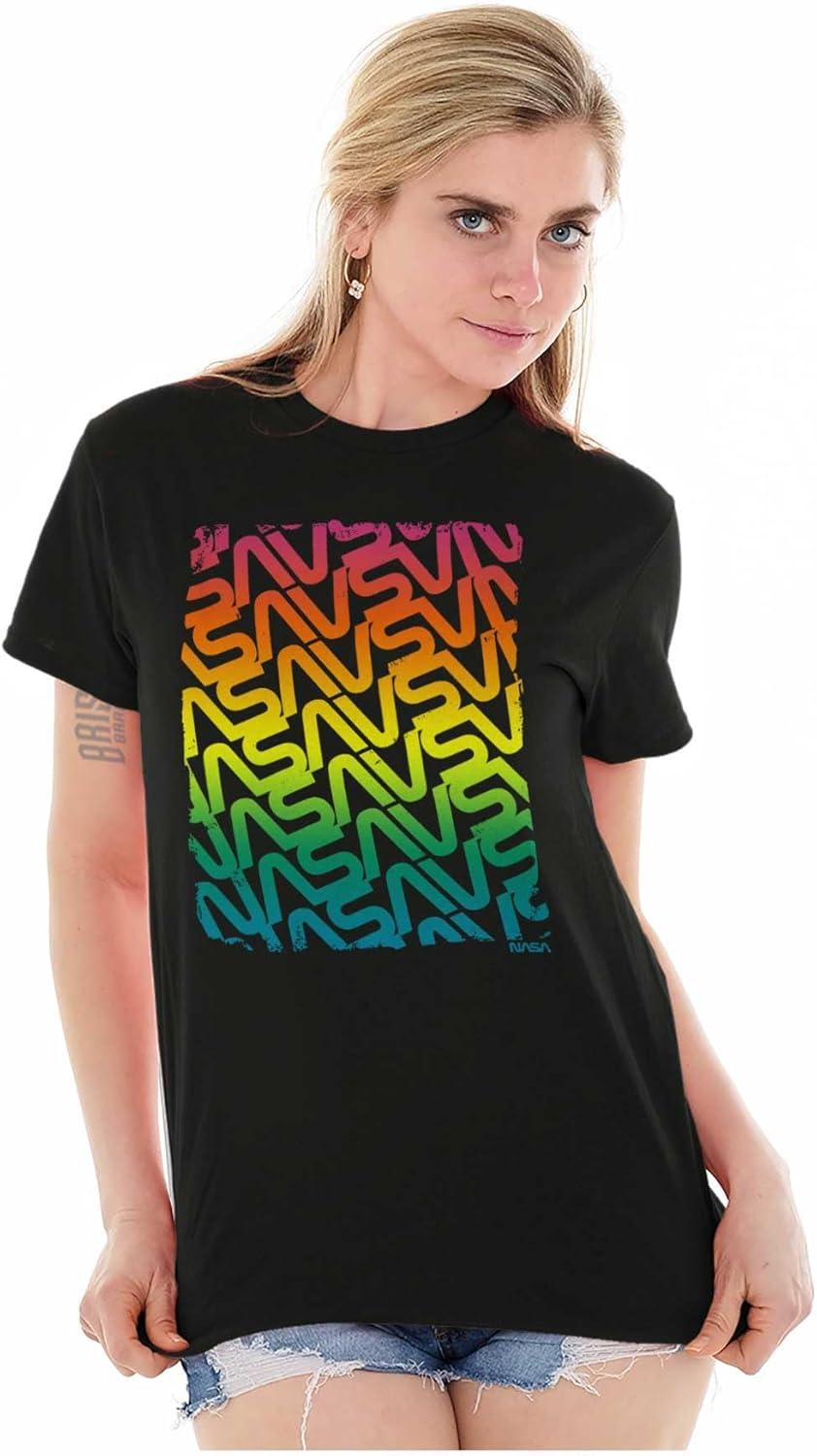 imageNASA Worm Logo Rainbow Gradient Graphic T Shirt Men or WomenBlack