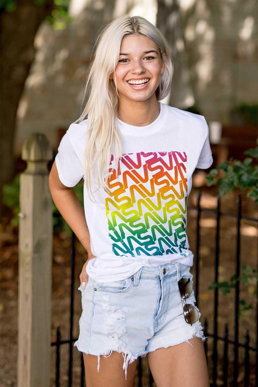imageNASA Worm Logo Rainbow Gradient Graphic T Shirt Men or WomenWhite