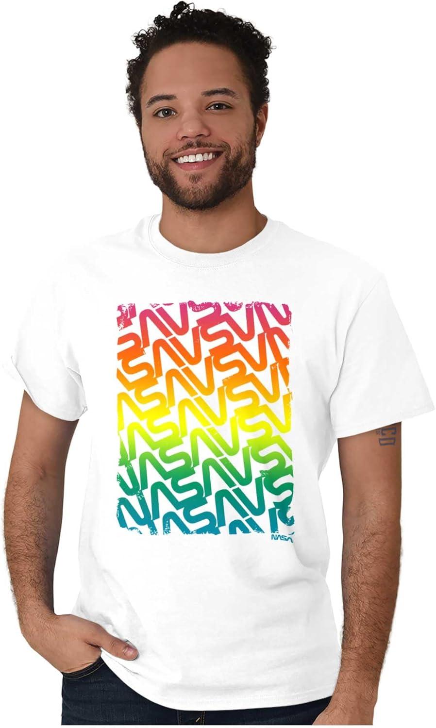 imageNASA Worm Logo Rainbow Gradient Graphic T Shirt Men or WomenWhite