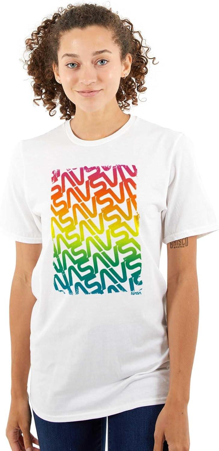 imageNASA Worm Logo Rainbow Gradient Graphic T Shirt Men or WomenWhite