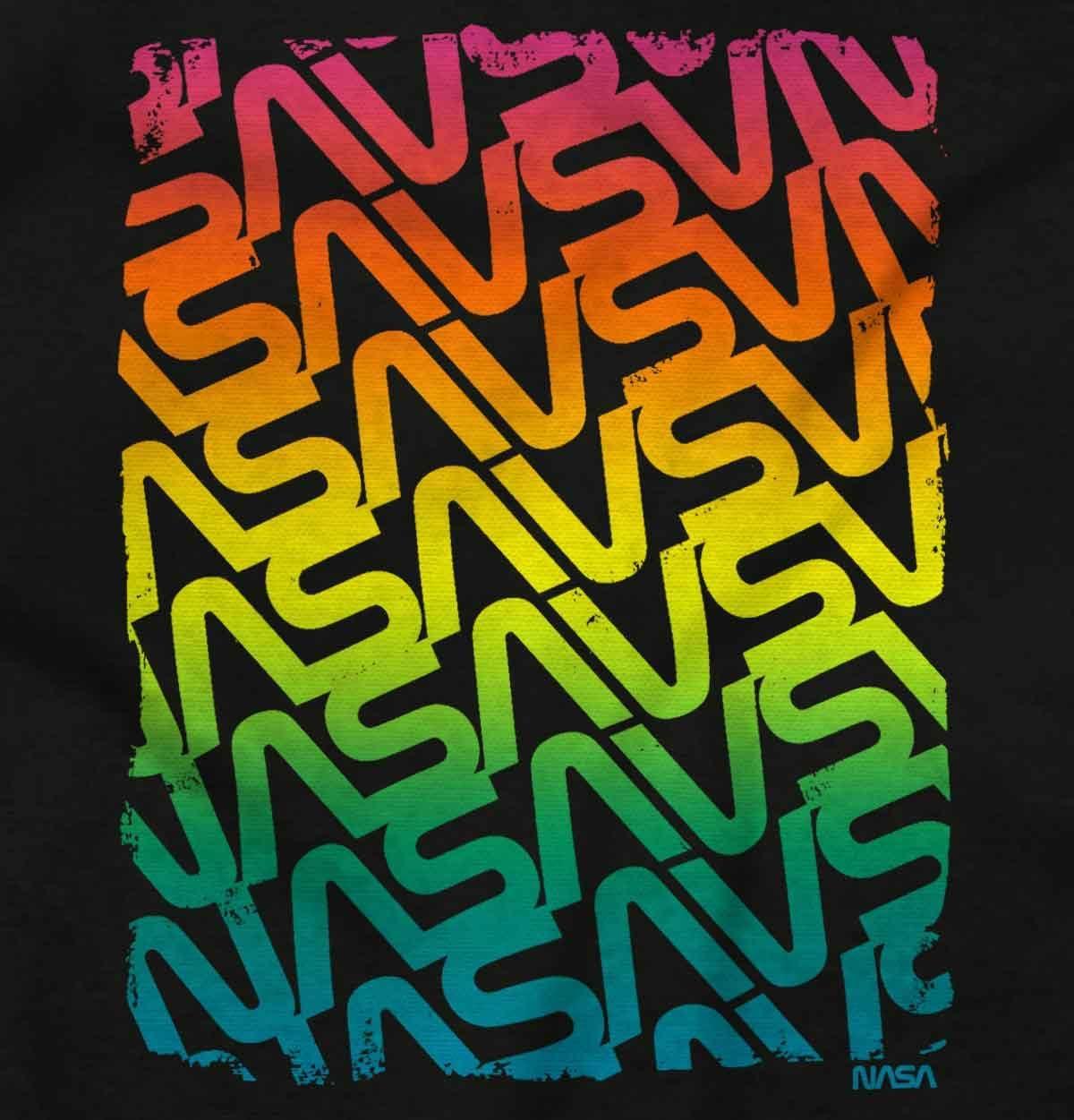 imageNASA Worm Logo Rainbow Gradient Womens Slim Fit Graphic TeeBlack