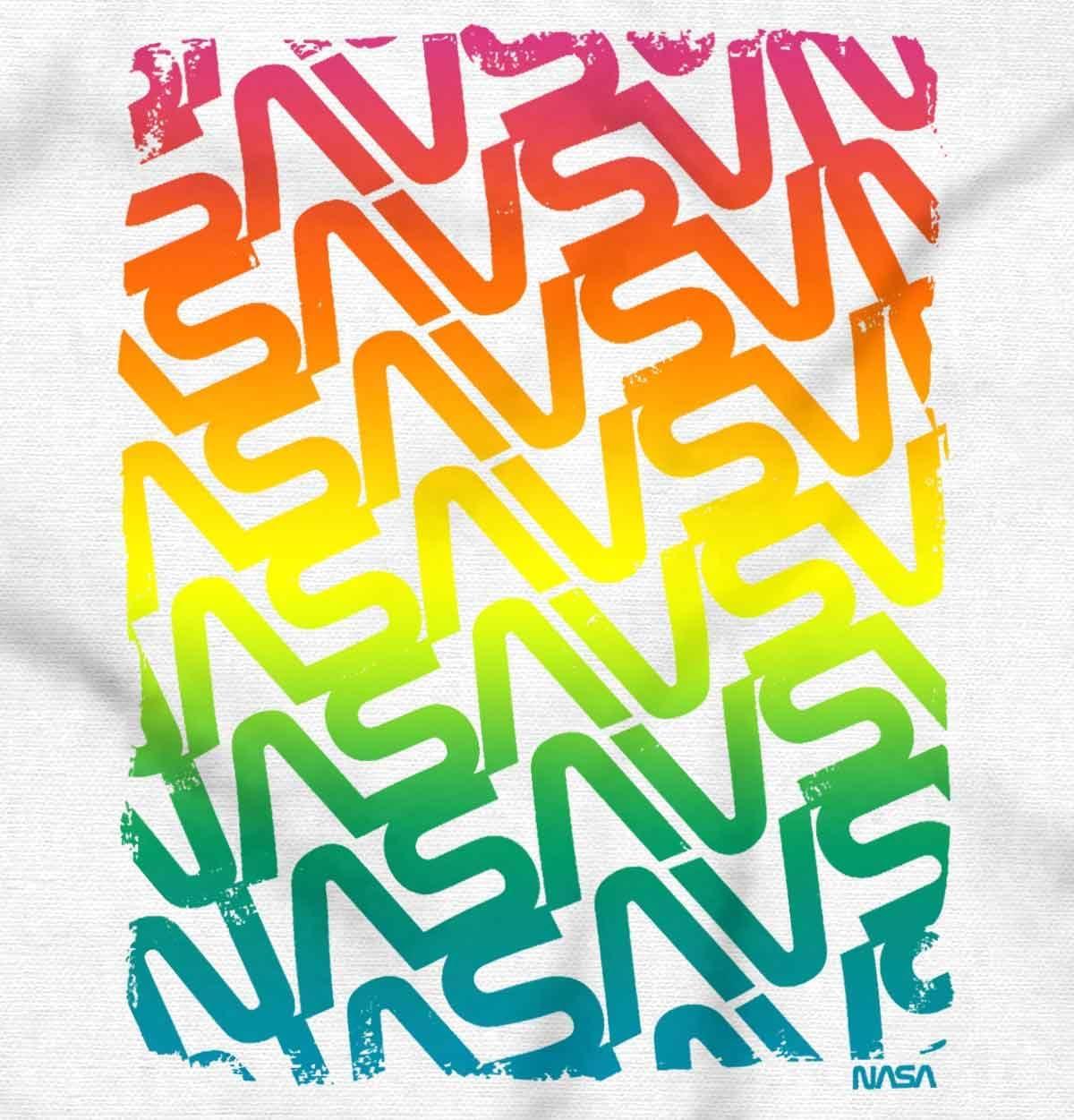 imageNASA Worm Logo Rainbow Gradient Womens Slim Fit Graphic TeeWhite