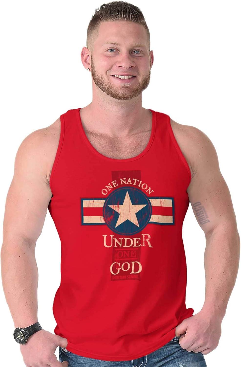 imageOne Nation Under God Religious Tank Top T Shirts Men WomenRed