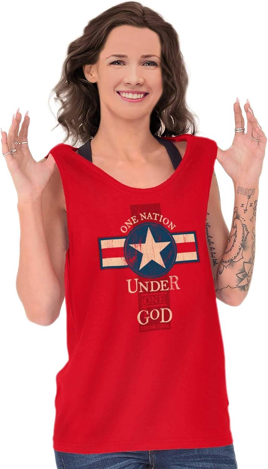 imageOne Nation Under God Religious Tank Top T Shirts Men WomenRed
