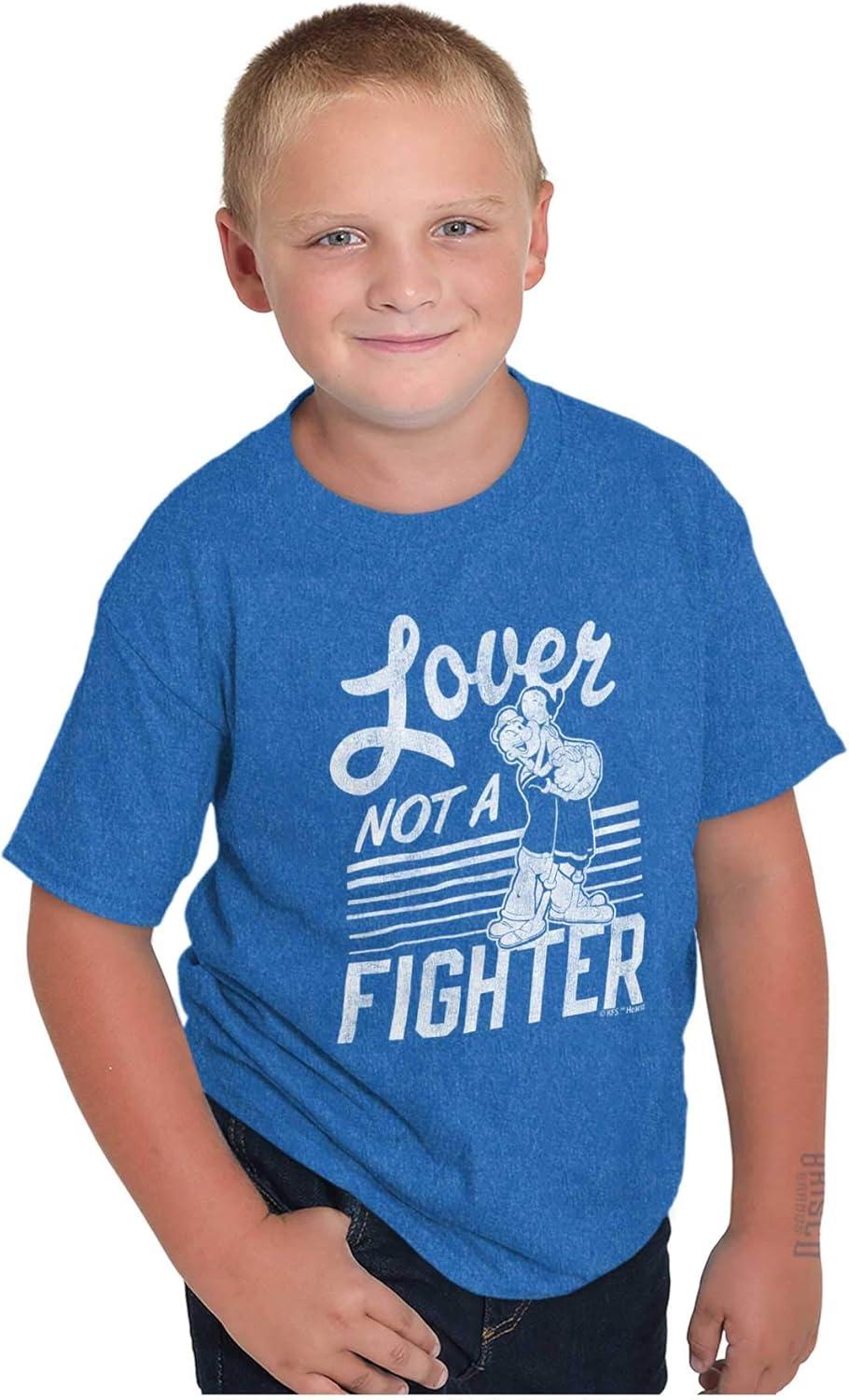 imagePopeye The Sailor Loves Not a Fighter Crewneck T Shirts Boy GirlHeather Royal