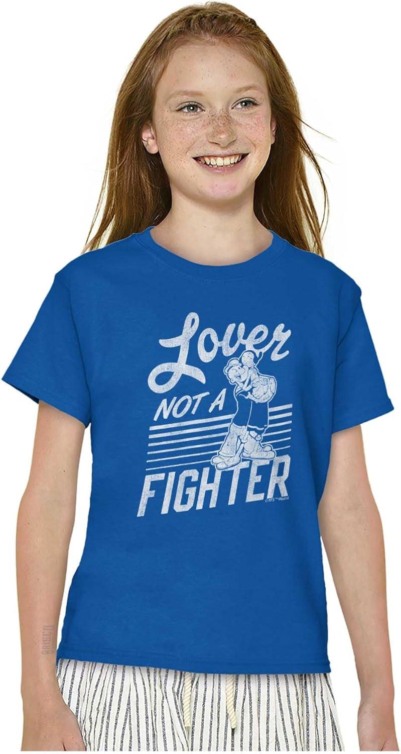 imagePopeye The Sailor Loves Not a Fighter Crewneck T Shirts Boy GirlHeather Royal