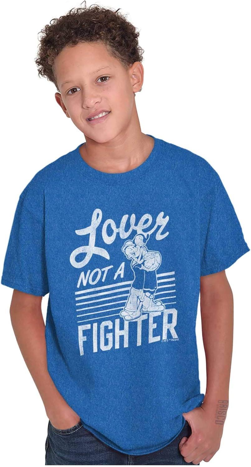 imagePopeye The Sailor Loves Not a Fighter Crewneck T Shirts Boy GirlHeather Royal