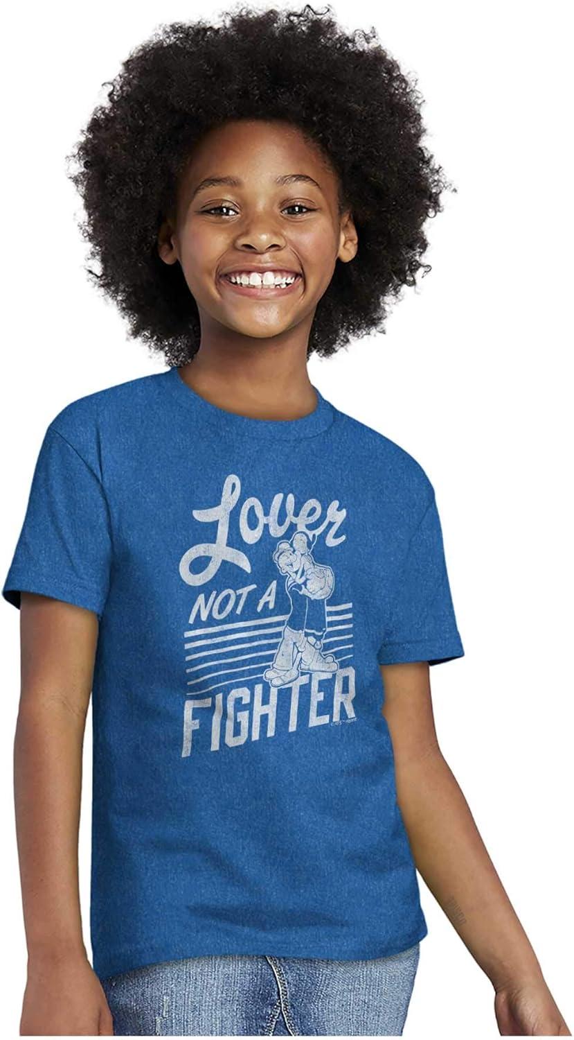 imagePopeye The Sailor Loves Not a Fighter Crewneck T Shirts Boy GirlHeather Royal