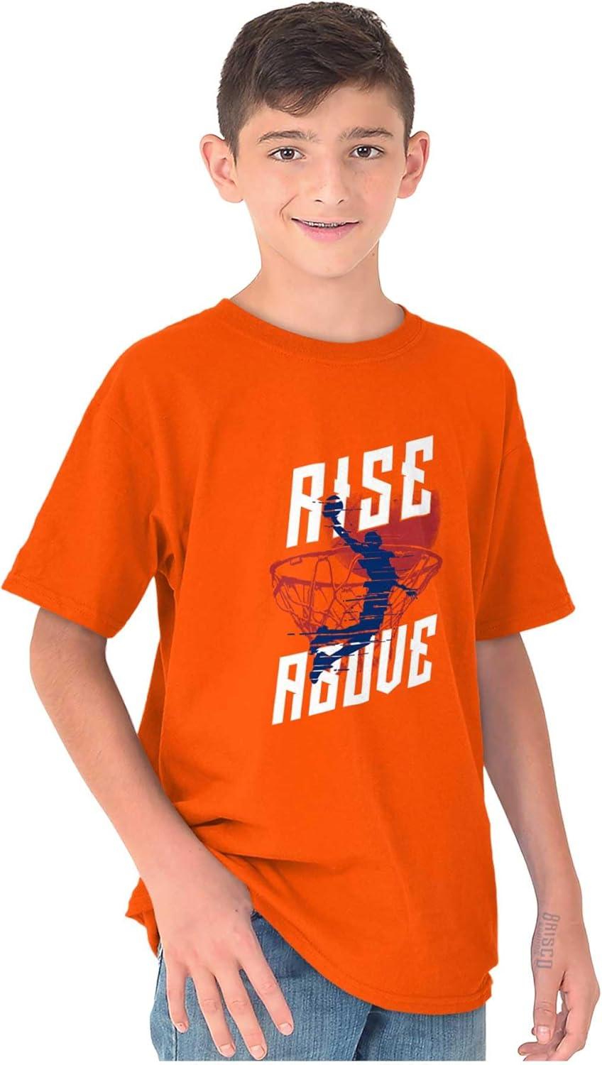 imageRise Above Basketball Slam Dunk Boys Kids T Shirt Tees TopsOrange