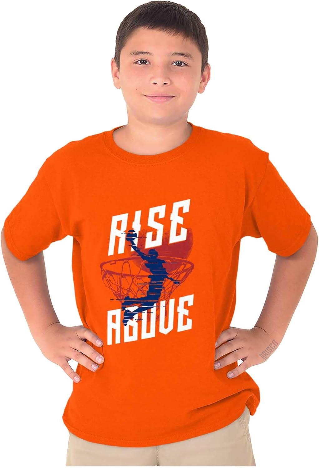 imageRise Above Basketball Slam Dunk Boys Kids T Shirt Tees TopsOrange