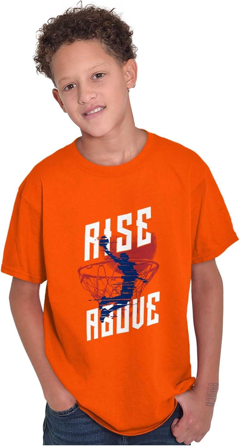 imageRise Above Basketball Slam Dunk Boys Kids T Shirt Tees TopsOrange