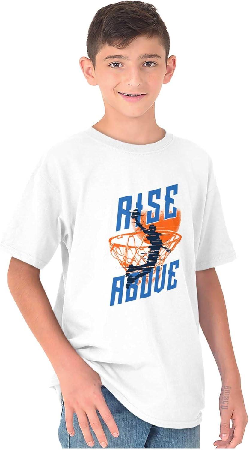 imageRise Above Basketball Slam Dunk Boys Kids T Shirt Tees TopsWhite