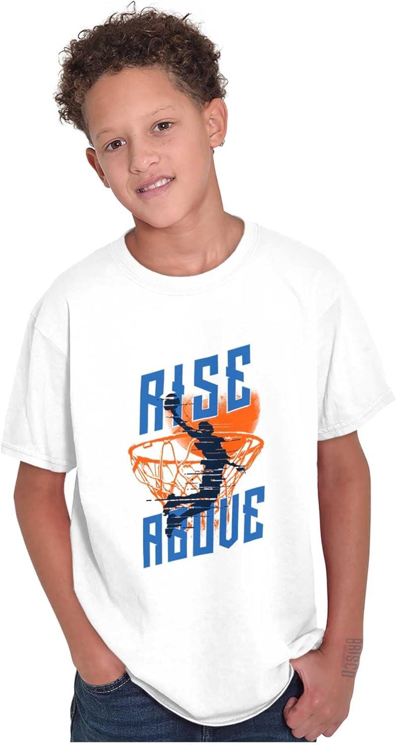 imageRise Above Basketball Slam Dunk Boys Kids T Shirt Tees TopsWhite