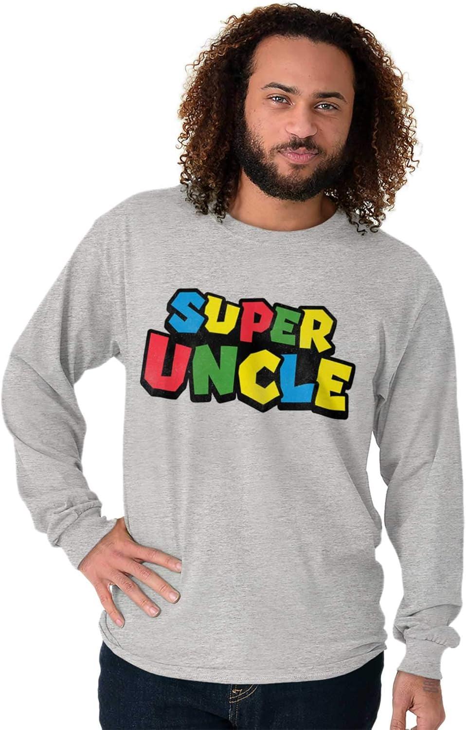 imageSuper Uncle Gamer Nerd Retro Geek Mens Long Sleeve Tee T ShirtSport Grey