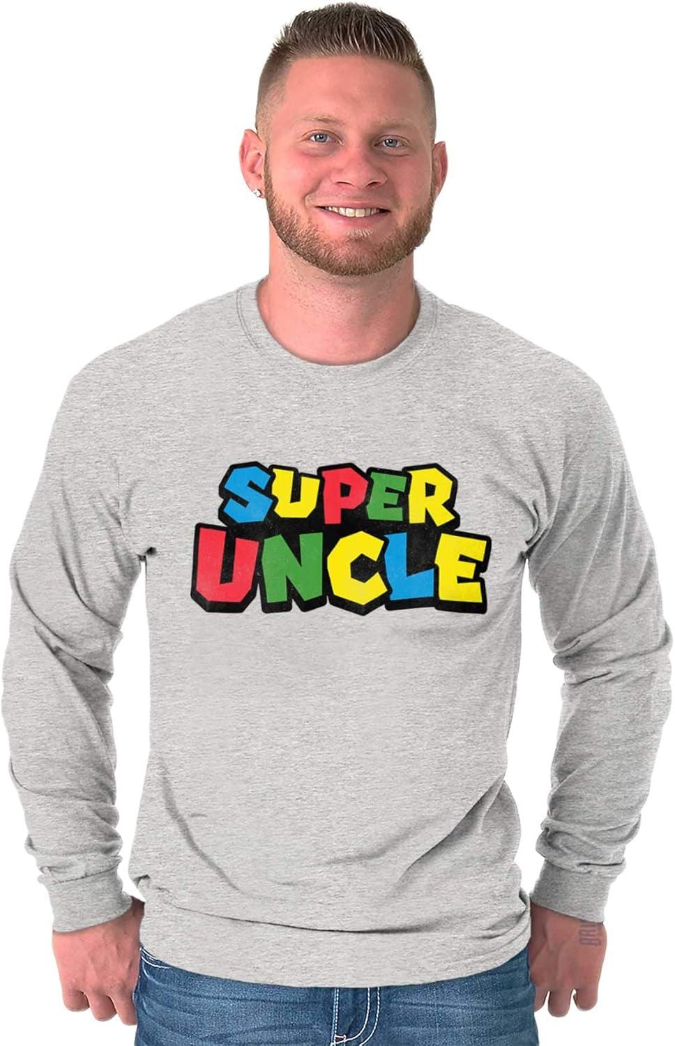 imageSuper Uncle Gamer Nerd Retro Geek Mens Long Sleeve Tee T ShirtSport Grey