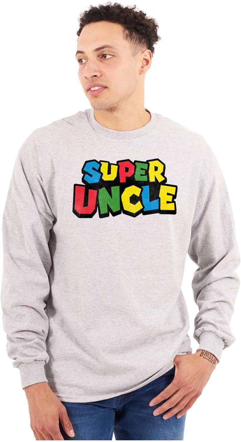 imageSuper Uncle Gamer Nerd Retro Geek Mens Long Sleeve Tee T ShirtSport Grey