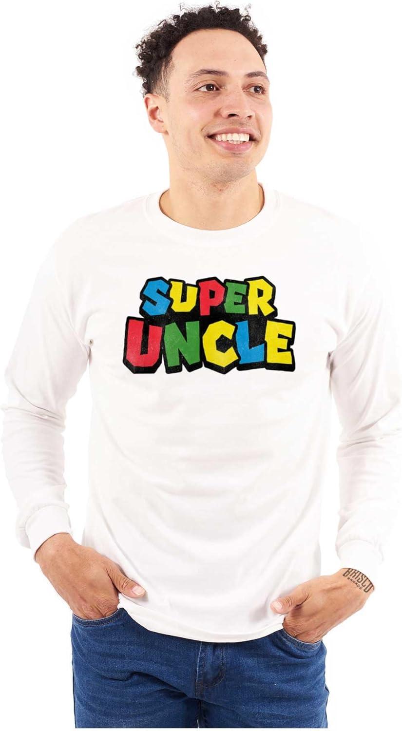 imageSuper Uncle Gamer Nerd Retro Geek Mens Long Sleeve Tee T ShirtWhite