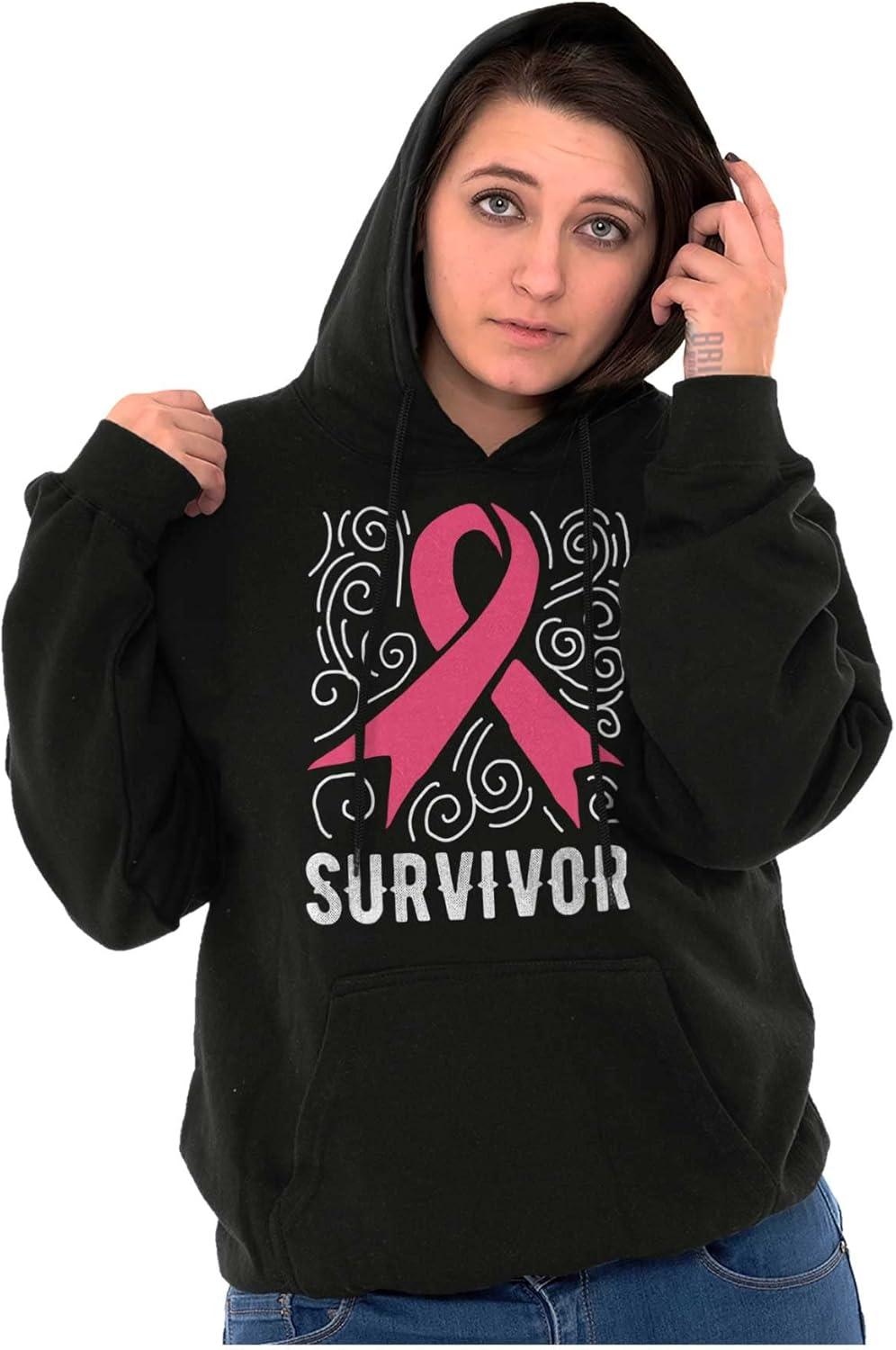 imageSurvivor Breast Cancer Pink Ribbon Hoodie Sweatshirt WomenBlack