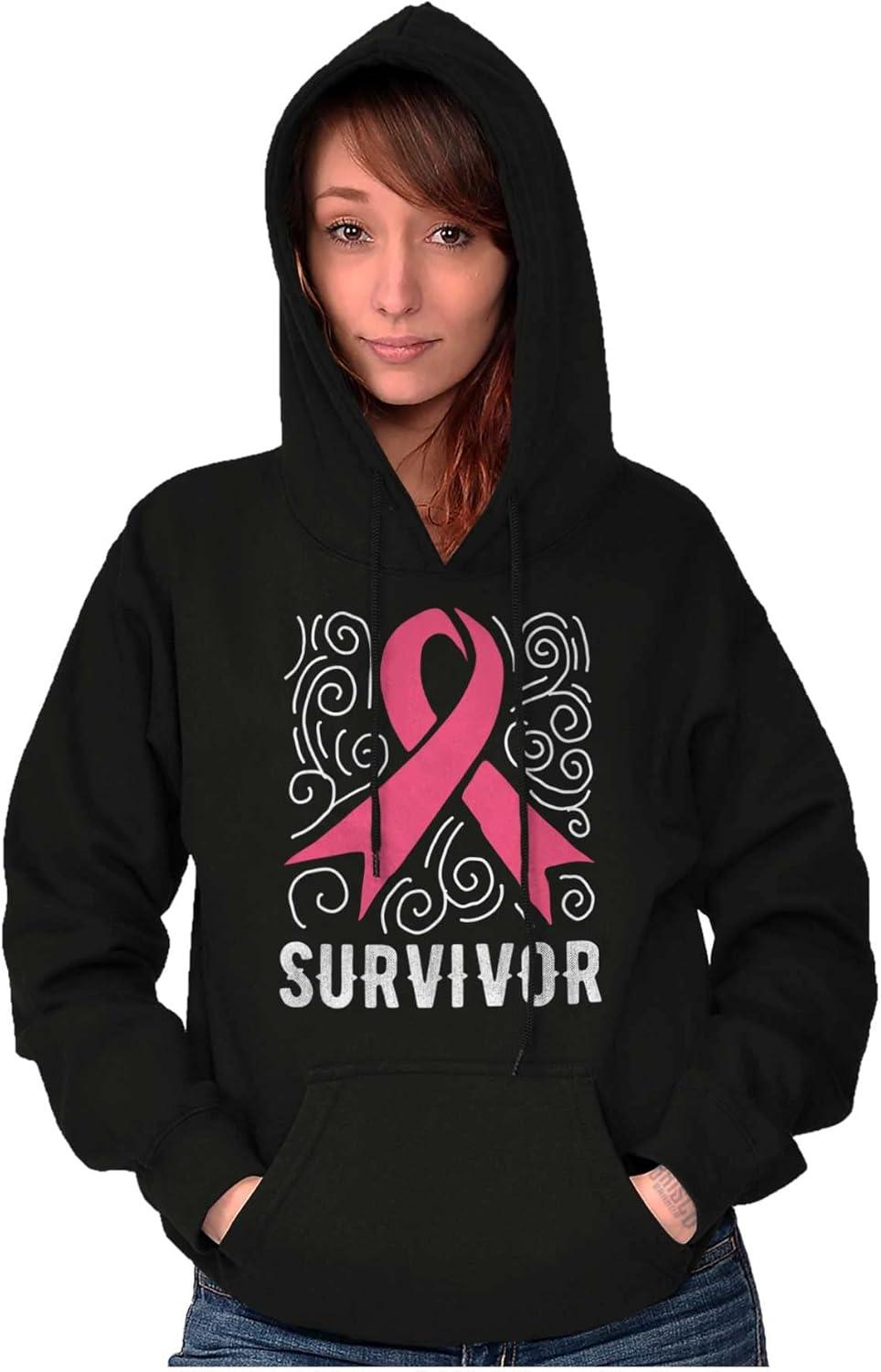 imageSurvivor Breast Cancer Pink Ribbon Hoodie Sweatshirt WomenBlack