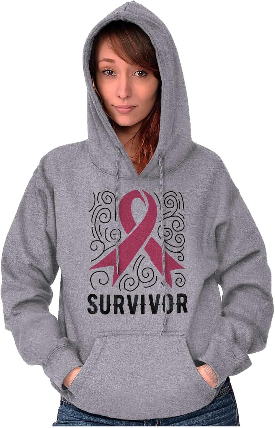 imageSurvivor Breast Cancer Pink Ribbon Hoodie Sweatshirt WomenSport Grey