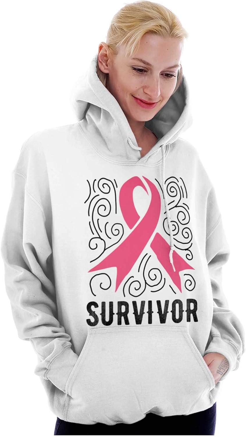 imageSurvivor Breast Cancer Pink Ribbon Hoodie Sweatshirt WomenWhite