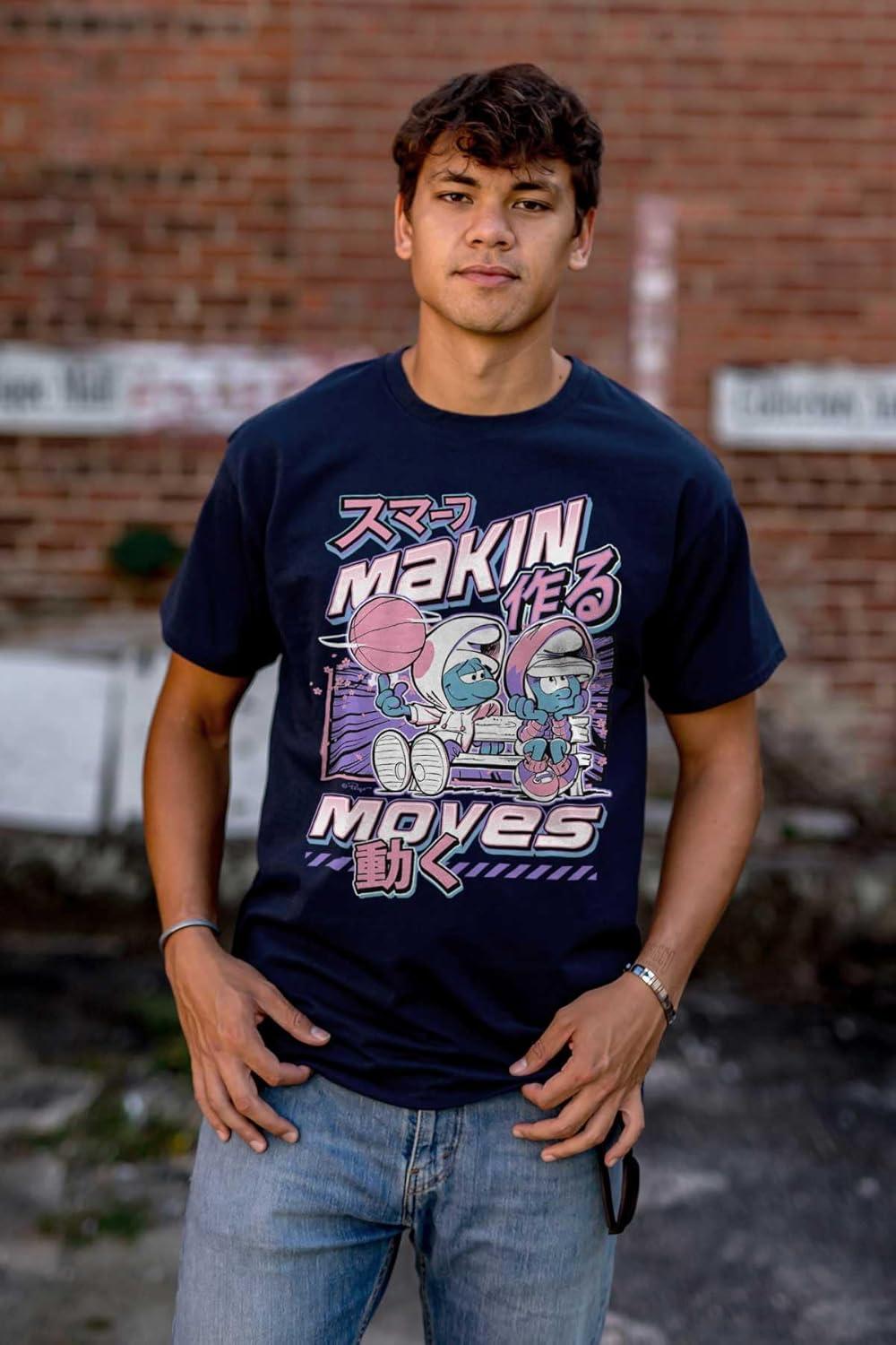 imageThe Smurfs Cool Kanji Makin Moves Graphic T Shirt Men or WomenNavy