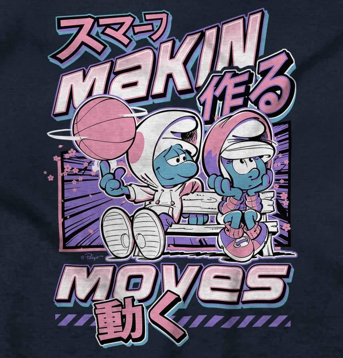 imageThe Smurfs Cool Kanji Makin Moves Graphic T Shirt Men or WomenNavy