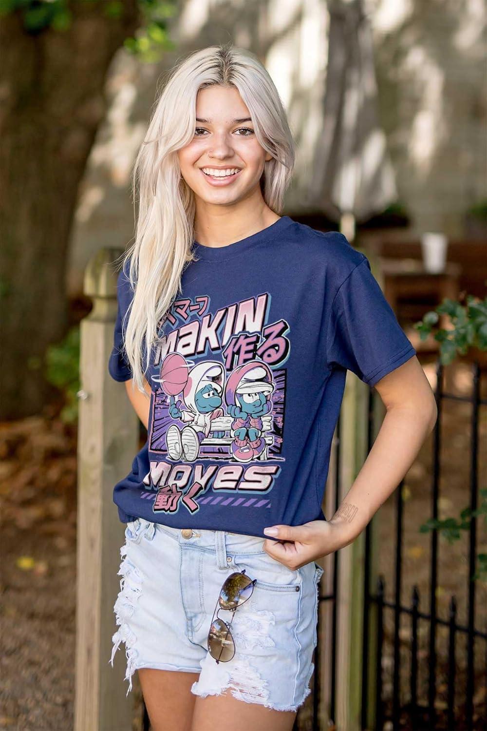 imageThe Smurfs Cool Kanji Makin Moves Graphic T Shirt Men or WomenNavy