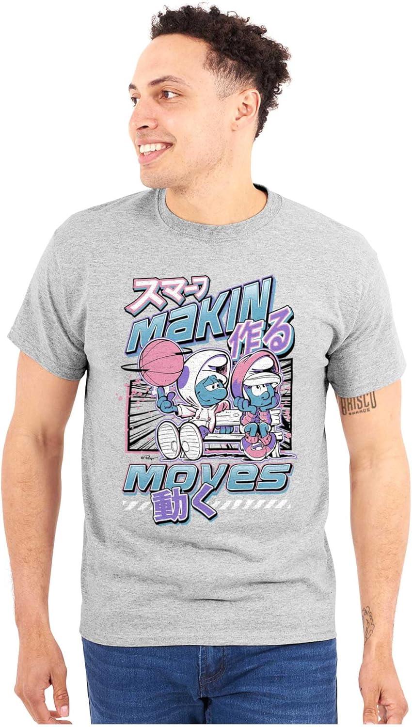 imageThe Smurfs Cool Kanji Makin Moves Graphic T Shirt Men or WomenSport Grey