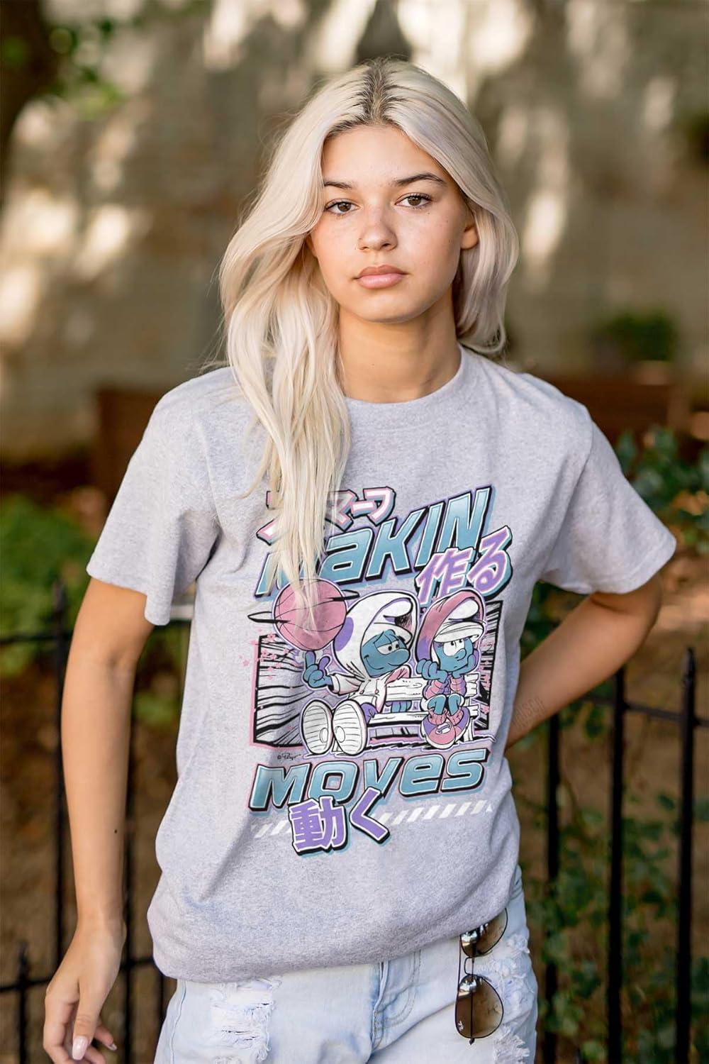imageThe Smurfs Cool Kanji Makin Moves Graphic T Shirt Men or WomenSport Grey
