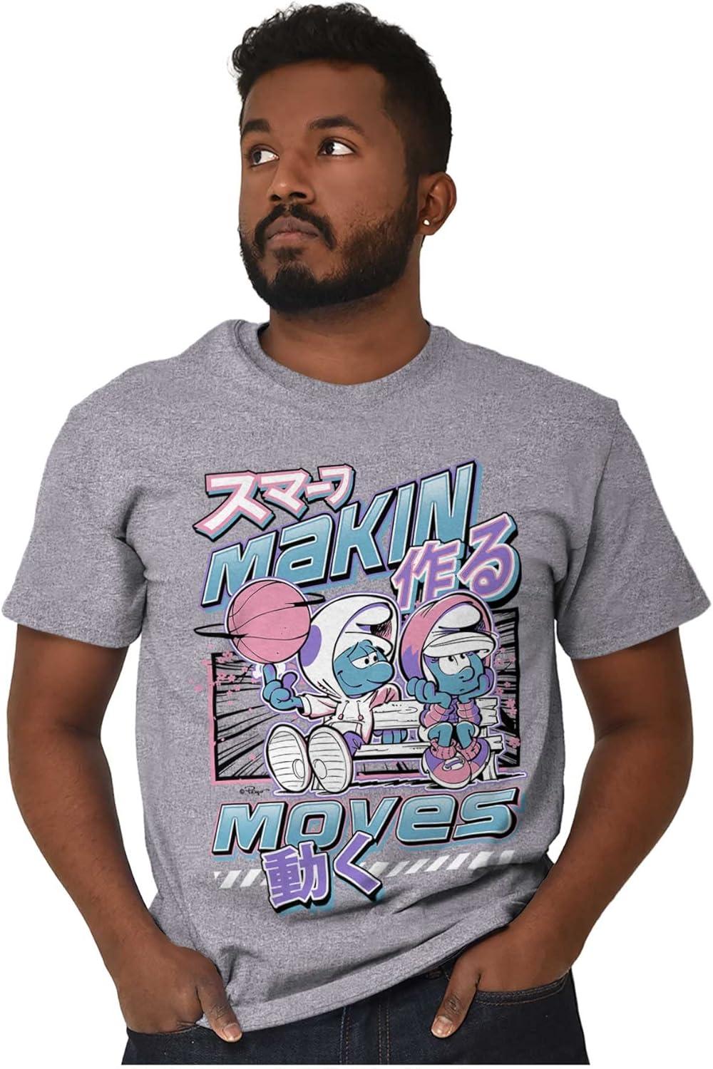 imageThe Smurfs Cool Kanji Makin Moves Graphic T Shirt Men or WomenSport Grey