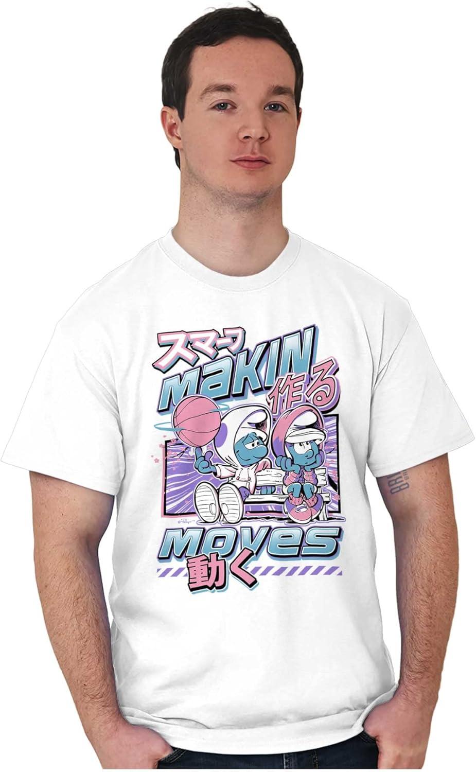 imageThe Smurfs Cool Kanji Makin Moves Graphic T Shirt Men or WomenWhite