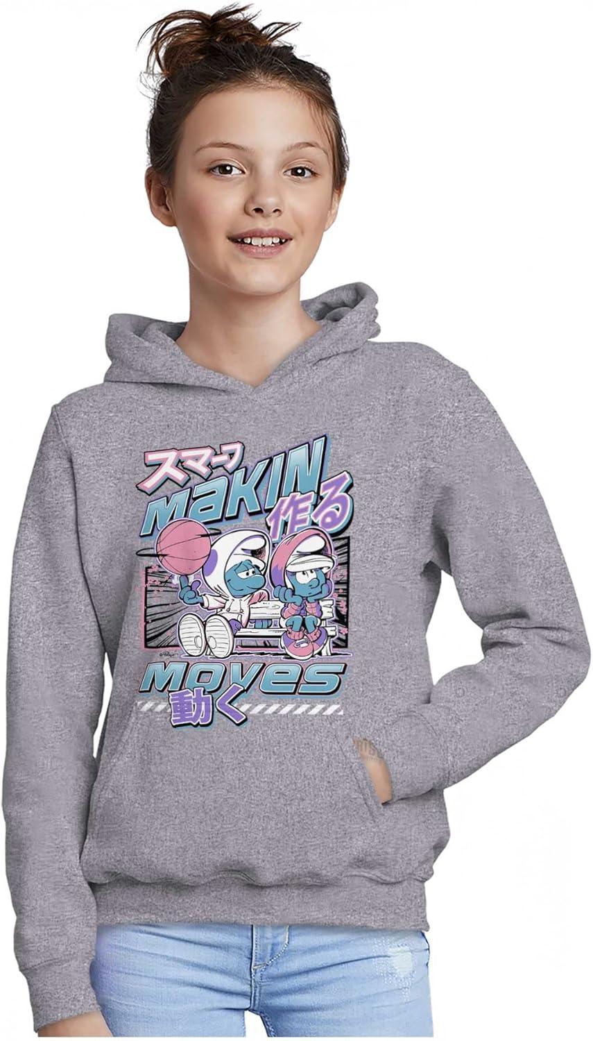 imageThe Smurfs Cool Kanji Makin Moves Youth Hoodie Boy GirlSport Grey