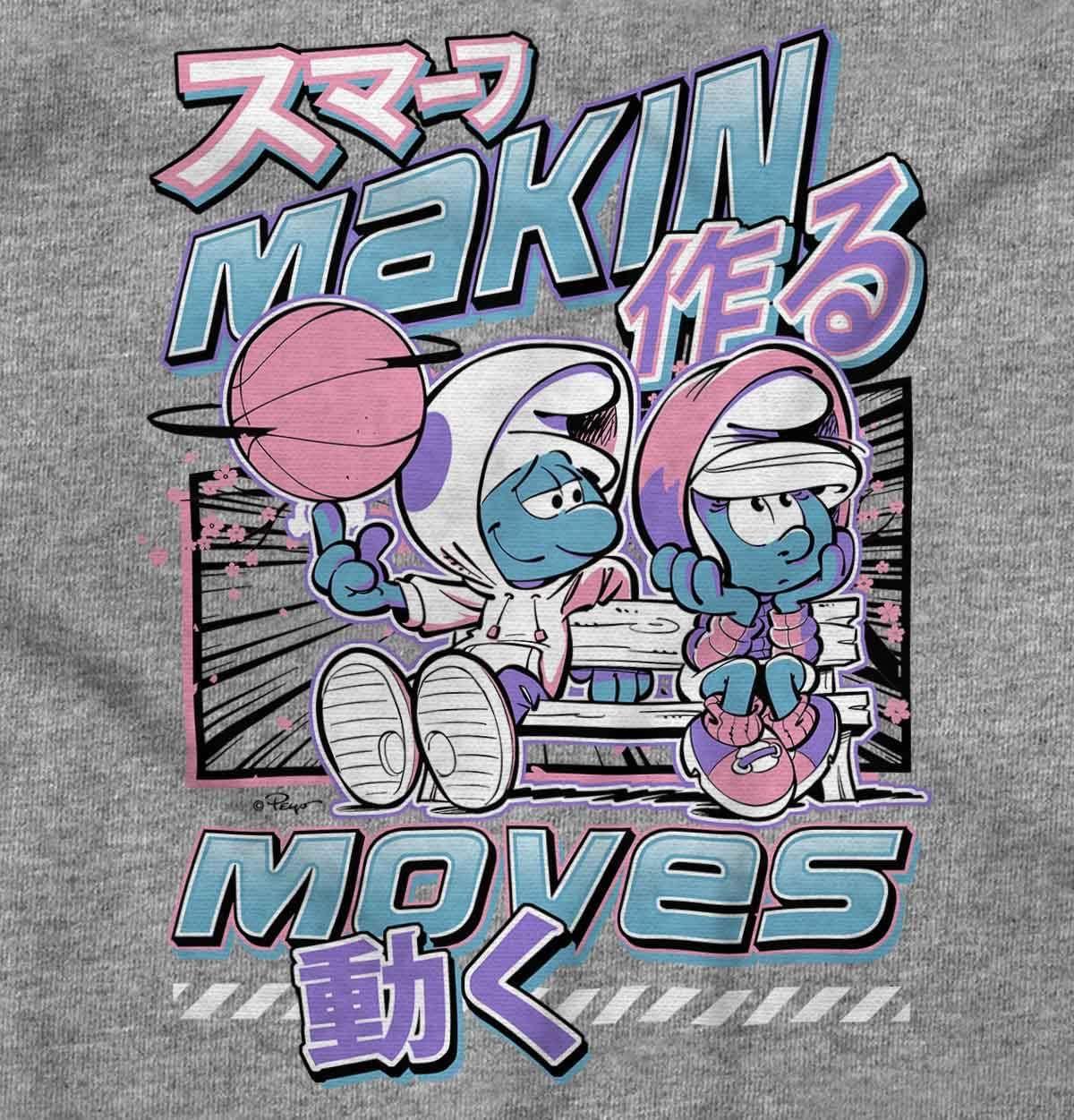 imageThe Smurfs Cool Kanji Makin Moves Youth Hoodie Boy GirlSport Grey