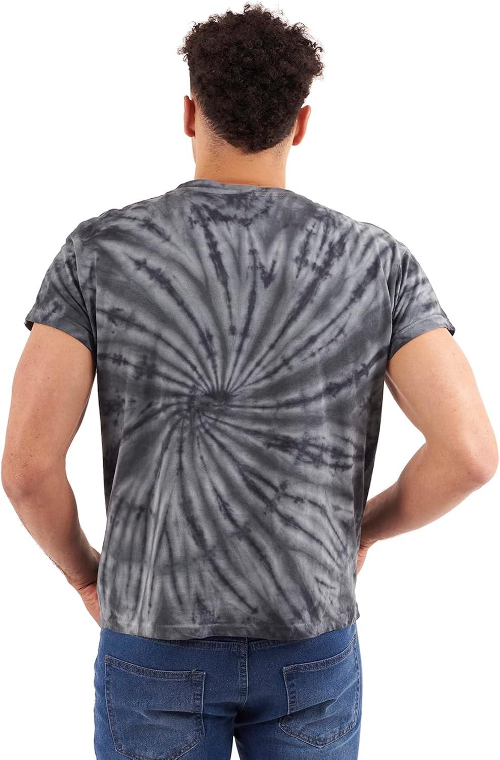 imageTie Dye Shirt Colorful Spiral Short Sleeve Knit TShirt Crewneck TopSpider Black