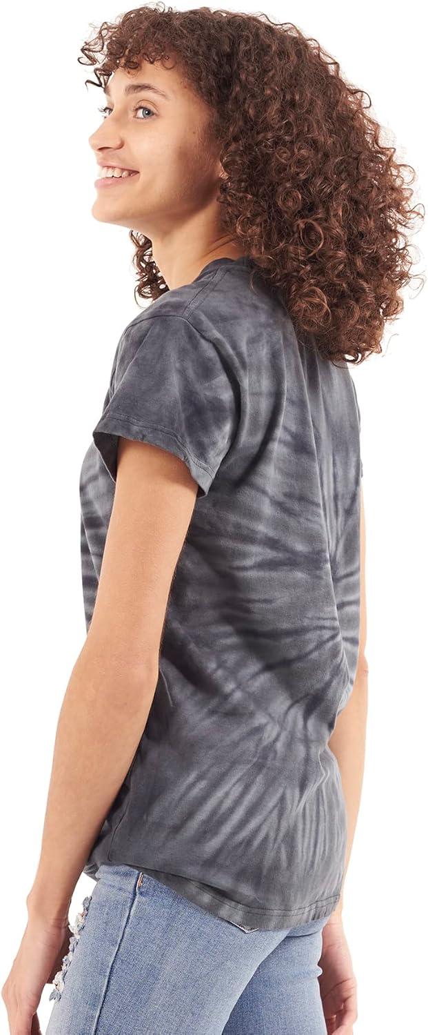 imageTie Dye Shirt Colorful Spiral Short Sleeve Knit TShirt Crewneck TopSpider Black