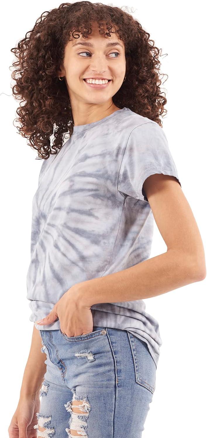 imageTie Dye Shirt Colorful Spiral Short Sleeve Knit TShirt Crewneck TopSpider Grey
