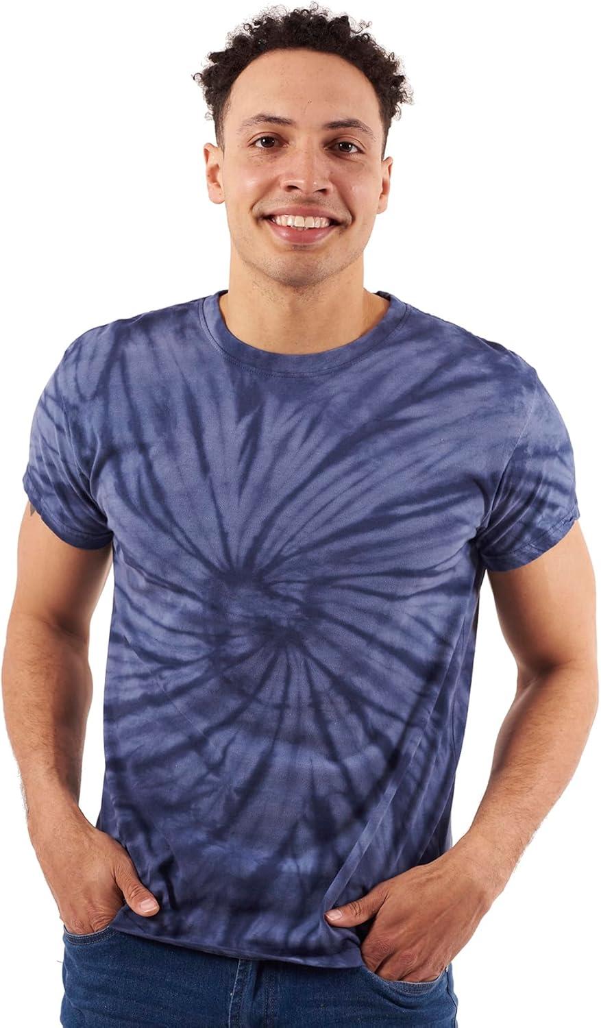 imageTie Dye Shirt Colorful Spiral Short Sleeve Knit TShirt Crewneck TopSpider Navy