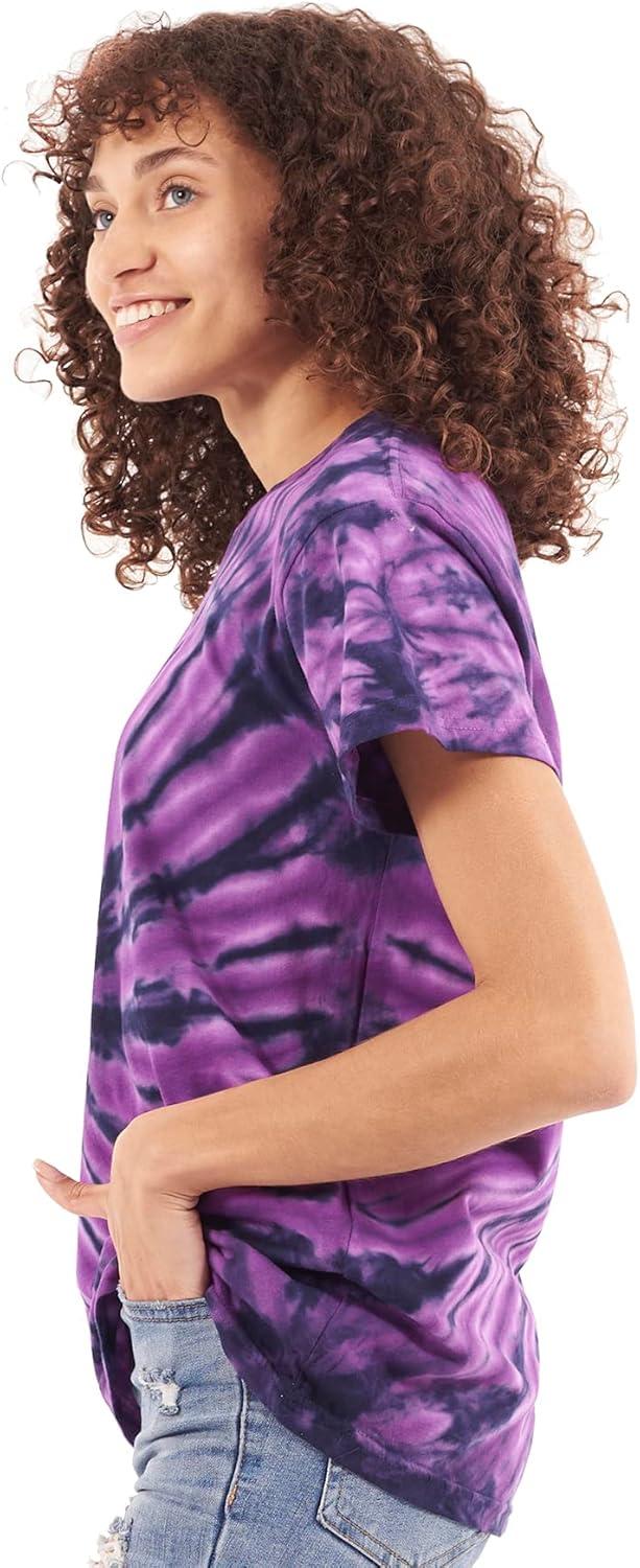 imageTie Dye Shirt Colorful Spiral Short Sleeve Knit TShirt Crewneck TopSpider Purple