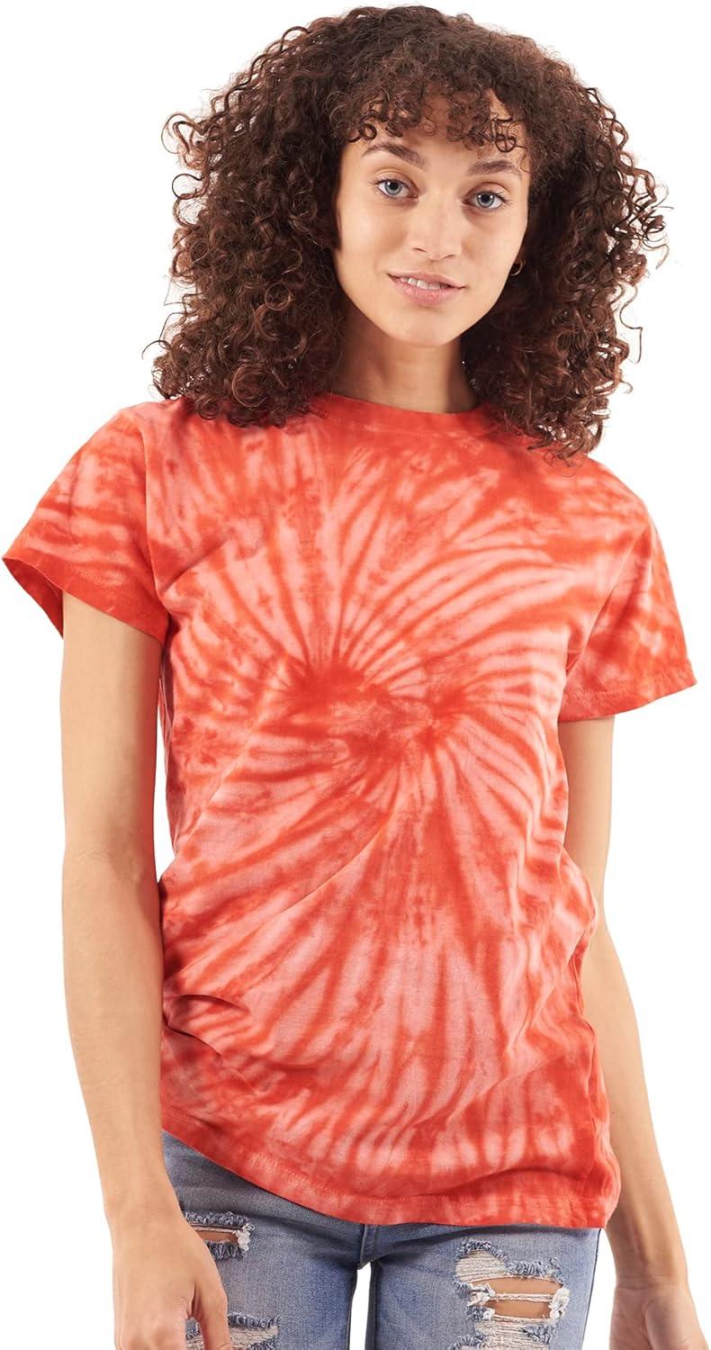 imageTie Dye Shirt Colorful Spiral Short Sleeve Knit TShirt Crewneck TopSpider Red