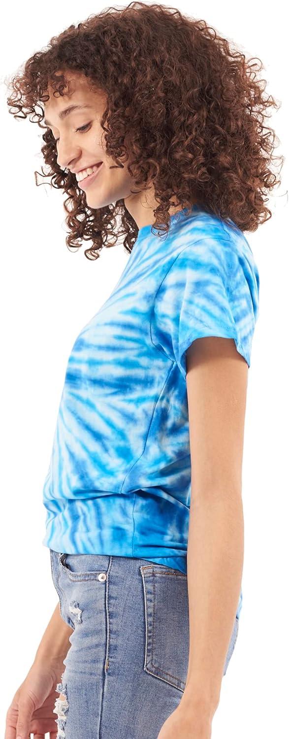 imageTie Dye Shirt Colorful Spiral Short Sleeve Knit TShirt Crewneck TopSpider Royal