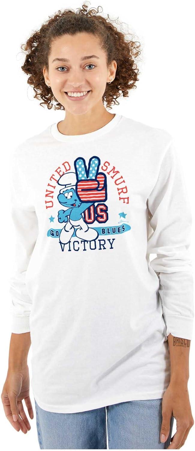 imageUnited Smurf Americana Varsity Long Sleeve Tshirt Men WomenWhite