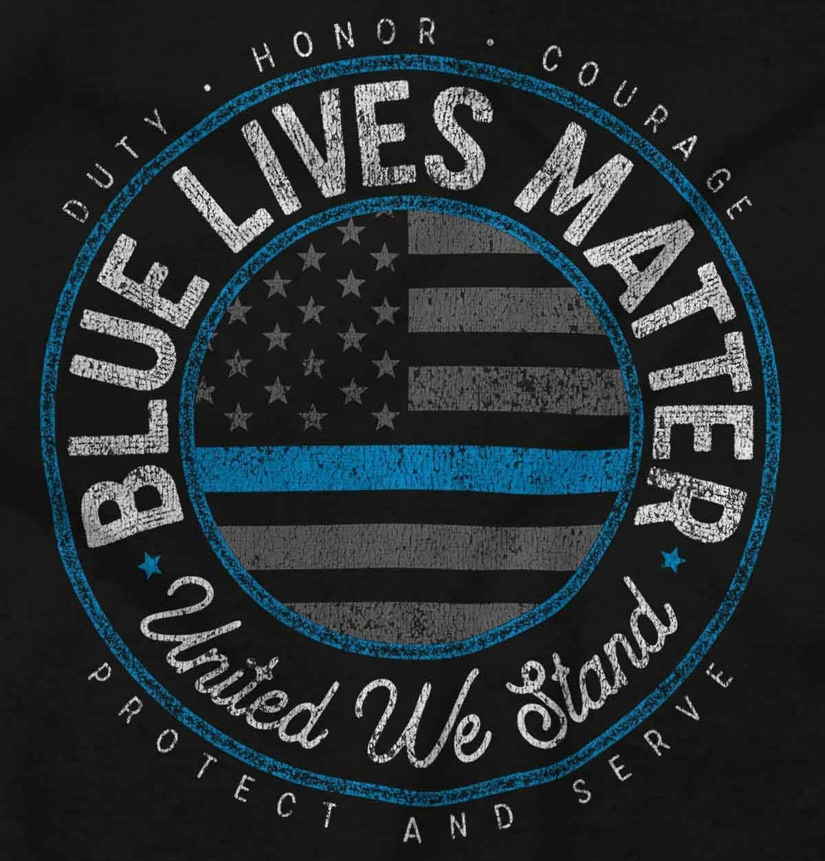 imageUnited We Stand Blue Line USA Flag Tank Top T Shirts Men WomenBlack