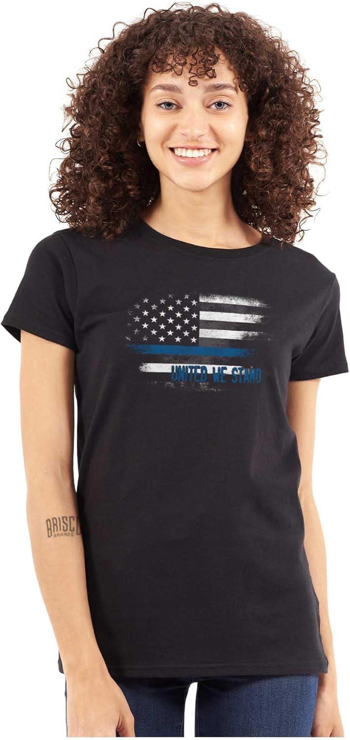 imageUnited We Stand Blue Live Matter Flag Womens Slim Fit Graphic TeeBlack
